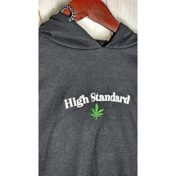 Restricted Logo Embroidered Black Long Sleeve Hooded Sweatshirt, Small - Picture 12 of 15